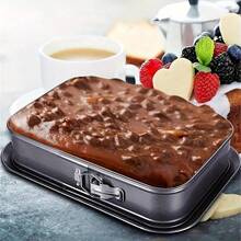 Rektangulär bakform, springform för cheesecake med avtagbar botten, non-stick, inkluderar oljepensel, lämplig för köksbakning av pannkakor, bröd, kakor, brownies, hushållsmiddags- och festtillbehör