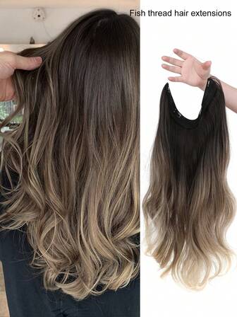 Extensiones de cabello sintético de 18" resistente al calor y de acabado mate, pelo ondulado degradado en color, apto para uso diario