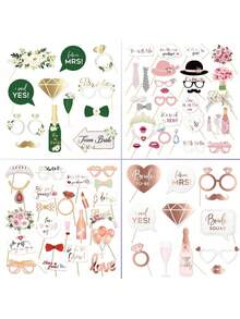 10 件单身派对照片道具、婚礼照片道具、金色订婚、未来妻子、派对装饰、单身派对装饰