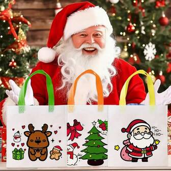 18/36 piezas de bolsas de colores navideños de bricolaje para rellenar, bolsas de regalo de fiesta no tejidas, bolsas de tote de regalo festivo mixtas, reutilizables, adecuadas para arte, manualidades, actividades en el aula, suministros para fiestas, manualidades de arte, regalos navideños