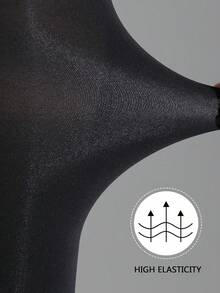 Un par de medias de mujer de talla grande, piel fina, color negro puro, apropiadas para uso diario, cómodas - Multicolor - Ver 5