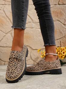 1 Pair Women's Leopard Print Casual Outdoor Sexy Party Wedding Fashion Vacation Preppy College Party Fabric Buckle Platform Wedge Shoes, Suitable For Outdoor, Home, Office, Party, College, Vacation, All Seasons