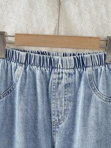 2pcs Set: Snowflake Denim Casual Elegant Lady Frilled Light Wash Denim Jacket And Comfortable Casual Daily Denim Pants, New Autumn/Winter - Light Wash - View 7