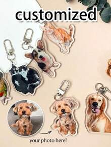 Custom Cat Keychain, Pet Portrait Keychain, Personalized Pet Photo Keychain, Cat Memorial Gift, Holiday Gift For Pet Lovers, Dog Keychain