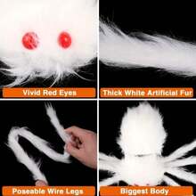 Halloween Party Big Plush Spider Horror Halloween Dration Party Prop Outdoor Truly Terrifying White Giant Spider Plush Prop