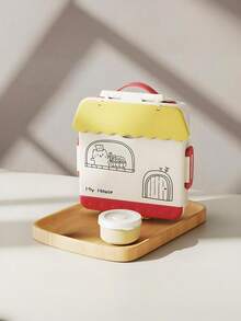 1pc Children's Portable Lunch Box, Microwave Lunch Box, Office Worker Lunch Box, Pp Material, Light And Beautiful, Material, Strong Buckle, Sealed And Leak-Proof, Multi-Grid Design, No Odor, Easy To Clean, Handle Design, Easy To Carry, Comes With Sauce Box - Multicolor - View 14