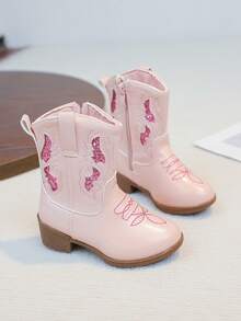Girls' Boots Boots New Fashion Girls' Ankle Boots Stylish British Style Children's Boots - Pink - View 3