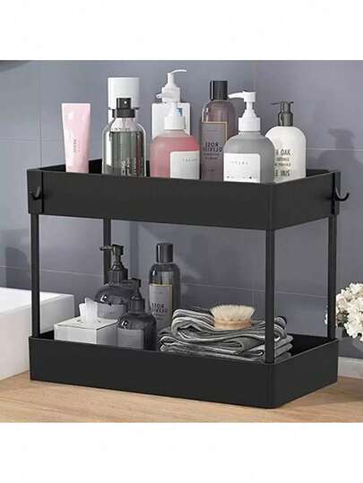 YUQING Carrito de almacenamiento multiusos para cocina 2 niveles modelo 0801 organizador hogar estructura metálica resistente compacto diseño moderno fácil armar ideal despensa utensilios maximiza espacio funcionalidad