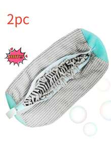 2pcs/1pc Durable Shoe Washing Machine Bag For All Types Of Shoes - Yellow With Blue Zipper, Suede Fabric Lining & Noise Reduction Design, Elastic Nylon Zipper, Suitable For All Washing Machines, Protective Sneakers, Casual Shoes & Delicate Items