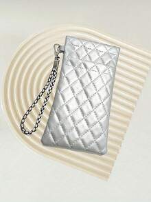 1pc Fashion Leather Eyeglass Cord Holder & Storage Case, Sunglasses/Prescription Glasses Pouch With Snap Closure