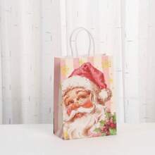 أكياس هدايا ورقية بشكل بابا نويل وردية لحفلات عيد الميلاد، أكياس هدايا لتغليف الهدايا الصغيرة في عيد الميلاد