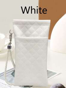 1pc Fashion Leather Eyeglass Cord Holder & Storage Case, Sunglasses/Prescription Glasses Pouch With Snap Closure