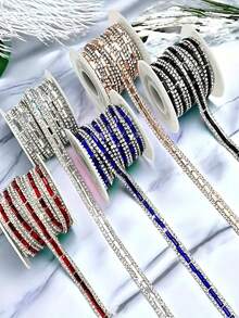 1 Set Self-Adhesive Glass Diamond Crystal Decorative Strips, Crystal Ribbon Stickers, Shiny Decorative Strips, Bow Pearl White Stickers, Cute Pearl Bow Self-Adhesive Stickers, DIY Fashion Decorative Stickers - Suitable For Clothing, Shoes, Hats, Bags, Various Crafts, Home Decor