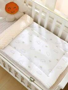 1件婴儿绉纱面料床垫垫，柔软蓬松绒垫，婴儿床软垫，儿童床棉质床垫，双面可用，可机洗 - 彩色 - 查看 16