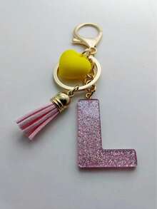 1 buc breloc cu litere engleze din rășină epoxidică Galaxy cu ciucure și decor cu inimă, cadou pentru prieteni și mame, accesorii de Halloween pentru Ziua Profesorilor