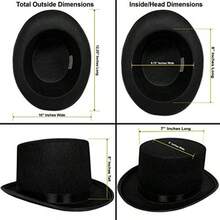 AnapoliZ Top Hat Black Felt One Size Magician Hat Costume DIY Steampunk Ultra Ringmaster Circus Hats Dr Up Party Accory - 如圖 - 查看 2