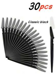 100 件眉毛修剪器、脱毛刀、带防刮保护装置的脱毛刀、面部和身体毛发修剪器、长柄眉毛修剪器、女士脱毛工具、身体毛发修剪器和面部和眉毛剃须刀、长柄锋利刀片简易眉毛修剪工具 - 黑色 - 查看 21