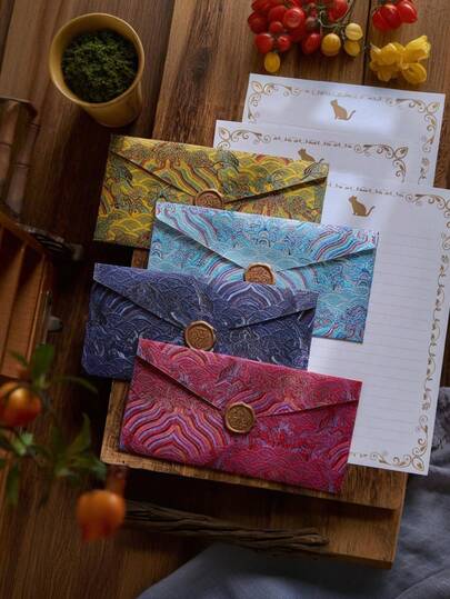 5pcs Envelopes, Floating Memory Envelopes, Western Business Invitation Cards, Nine Heavens Cloud Pattern Series, Wedding Announcement, Holiday Gifts, Blessing Postcards, Party Decoration Envelope Cards, Love Letters, High-End Chinese Style Special Paper, Multi-Style And Multi-Color Cashmere Texture, Confession Birthday Cards, Envelope Storage Bags, Invitation Cards And Postcards, New Year Friend Gift Cards