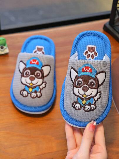 1 Pair Children's Slippers, Cartoon Dinosaur Design, Anti-Slip, Indoor Wear, For Toddler & Little Boys, Autumn/Winter