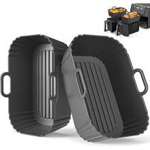 EstiloForro De Silicona Para Freidora De Aire, 2 Unidades, Accesorios Para Freidora De Aire  Dual AF300UK AF400UK Y Tower T17088, Cesta De Silicona Para Freidora De Aire De 7.6-9.5LVersióN Mejorada - 1 - Ver 10