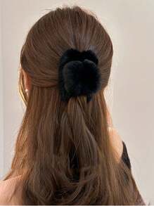 Delicate And Compact ~ A Popular Rabbit-Hair Hairpin For Women In Autumn And Winter, With A Bun On The Back Of The Head As An Embellishment, A High-End Hair Claw Ladies' Hair Clips, Hair Claw With A Niche Design Sense, The Favorite Hair Accessory For Party Christmas, Students And White-Collar Workers Hair Accessories Fall Claw Clip Autumn Hair Clutch Plush Accessories For Vacation Outfits Woman