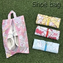 Sanrio 1 Stück tragbare Aufbewahrungstasche von Sanrio, Reißverschluss-Verschluss, multifunktionale Schuhbeutel, süßes Cartoon-Muster-Design, faltbare Reisetasche