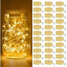 30 Packs Of Fairy Light String Lights 6, 5 Feet 20 LED Waterproof Christmas Lights, Silvery Wire Fireflies, Star And Moon Lights, Bedroom DIY, Party, Wedding, Christmas, Birthday, Garden DIY Decoration, Indoor String Lights, Valentine'S Day, Angel Theme, Plastic Material, Button Control, Non-Rechargeable Battery, Switch Control, Diameter <20mm, Battery Powered, For Bedroom, Party, Wedding, Christmas, Birthday, Garden DIY Decoration, Indoor - 暖白光 - 查看 1