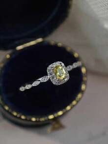 1 Stück eleganter S925 Sterling Silber-Ring mit Kubikzirkonia, Hochzeitsschmuck für Frauen, feiner Schmuck