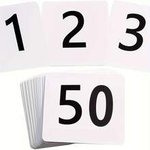 25/50/100PCS,PVC Table Number Cards,Double-Sided Table Number Cards,Stand Number Sign, White On Black,Restaurant Decor,Wedding Table Decor,Christmas,Halloween,Birthday Parties,Gifts For Family,Friends
