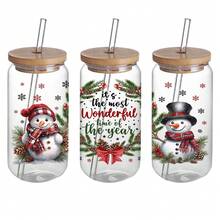 4-Piece Set Christmas Self-Adhesive 3D Crystal Decal Stickers For Glass Cups And Bottles, Plastic Waterproof Scratch-Resistant Holiday Drinkware Decor With Festive Designs - Multicolor - View 6