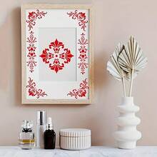 6 Peças Conjunto de Modelo de Borda Vintage Damascus - Modelos Reutilizáveis de Madeira, Lona, Papel, Tecido e Piso para Artesanato DIY, Modelos de Flores Silvestres, Modelos de Móveis, Modelos de Parede para Halloween e Natal