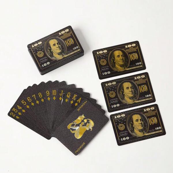 Goldfolie Pokerkarten, wasserdichte Plastik PET verstärkte Luxus Metallic Spielkarten, benutzerdefiniertes Dubai Skyline Thema für Texas Hold'em, Partyspiele & Zaubertricks