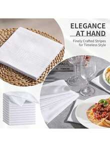 12 件/包男士 16x16 英寸白色经典口袋手帕，经典男士涤纶吸水格子手帕，老年人适用薄款复古手帕 - 彩色 - 查看 9