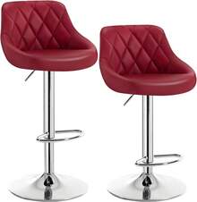 2er-Set Barhocker, Kneipenstuhl mit Rückenlehne, höhenverstellbar und drehbar, gepolsterter Samtsitz, rutschfeste Metallbasis, für Küche oder Hausbar, Dunkelgrau