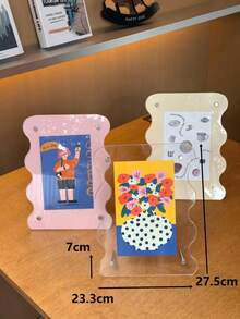 6 Zoll Acryl gebogener Blumen Fotorahmen, minimalistischer Ins-Stil Weihnachtsdekoration, vertikale oder horizontale Anzeige, kreatives Tischdekoelement - Wellengröße - Übersicht 6