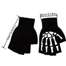Decorative Warm Gloves Autumn Winter Fingerless Knitted Gloves Fashion Skull Hand Pattern Gloves PQSV - D - 查看 5