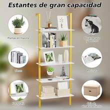 Cuezal Estantería de 5 Niveles con Estante Abierto para Almacenamiento, Librero Organizador Minimalista de Madera, Librero Blanco de 5 Niveles, Estantes de Cocina Dormitorio, Sala (ármol Blanco) - 1 - Ver 2