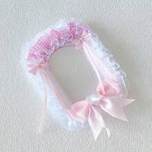 1pc New Lace Photo Card Holder, 7 Colors: Pink, Black, Red, Yellow, Blue, Green, Purple, DIY Finished Product Anime/Cartoon/ACG Character, Kpop Star, Card Display Holder, Handmade Plaid Bow Backpack Pendant, Lolita Card Holder