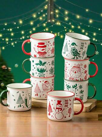 1 Pc Christmas Mugs, Ceramic Coffee Mug,Creative Cute Cartoon Ceramic Cups, Coffee Cups And Tea Cups, Christmas, Christmas Decorations,Partyfavor,Fall Home Decor,Cozy Vibes,New Year, Thanksgiving And Other Holiday Gifts,Ideal Gift ForBirthdays, Holidays, Valentine'S Day