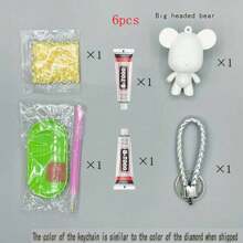 A Set Of Hand-Drilled Bears Composed Of 6pcs Accessories. Creative DIY Drill Bear, Made By Yourself, A Variety Of Colors Are Optional, And Can Also Be Used To Decorate Bags, Mobile Phone Chains And Various Key Chain Pendants, And Can Also Be Used As Christmas Stocking Stuffing Gifts - Multicolor - View 6
