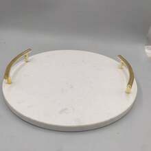 1 Peça Bandeja de Material de Mármore Natural + Alça de Latão, Essencial para Banheiro, Armazenamento/Suporte para Foto de Banheiro, Armazenamento Requintado, Eleva Instantaneamente o Estilo, Estética de Alta Qualidade, Itens Essenciais de Armazenamento para Banheiro!!!