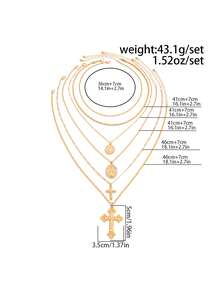 4pcs/Set 14k Gold Plated Multi-Layer Beaded Cross & Virgin Mary Necklace, Suitable For Vacation, Prayer, Baptism Wear - Style 15 - View 9