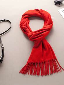 1pc Faux Cashmere Scarf, Thick Knitted Neck Warmer Shawl For Men & Women, Autumn/Winter