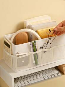 1pc Foldable Multi-Layer Storage Box, Household Desktop Organizer Box, Portable Dorm Storage Box. Convenient And Practical Desk Organizer Display Box. - Multicolor - View 3