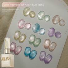 XEIJAYI 1 件泡泡甜美夏日猫眼指甲油凝胶新款蓝粉色猫眼美甲适合女士美甲沙龙设计 - 金色 - 查看 8