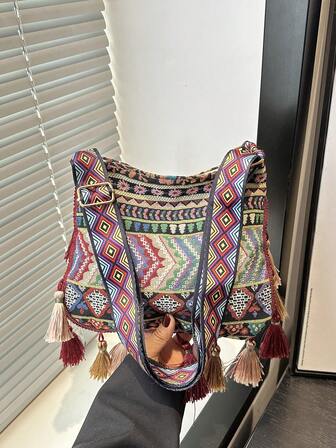 Large Capacity Fashionable Korean Style Tassel Casual Bag, 2025 New Multi-Function Shoulder Crossbody Handbag