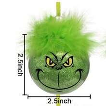 GRINCH 12 pièces Décorations suspendues avec imprimé visage de chat vert en peluche de 6-7 cm - Meilleur petit cadeau de Noël (style aléatoire)