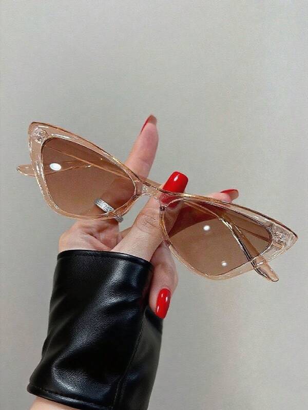 1 paire de lunettes de mode de forme d'œil de chat, bord complet pour bloquer les rayons du soleil, convient pour la décoration quotidienne et l'assortiment pour les vacances à la plage, les activités extérieures et les voyages