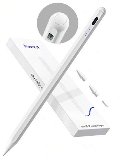 1 pezzo di stilo speciale per iPad anti-rifiuto della palma, Apple Pencil, con interruttore meccanico, indicatore di alimentazione a LED, stilo anti-rifiuto della palma, adatto per iPad 2024 2023 2022 2021 2020 2019 2018, regalo di accessori per penna, adatto per madre, famiglia, amici, compleanno, vacanze