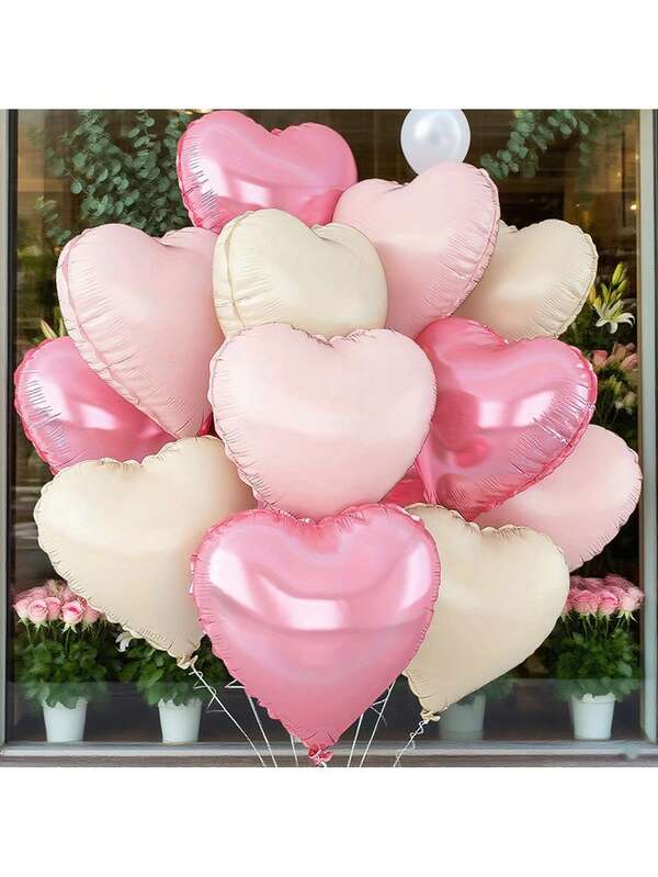 15 balões metalizados de 18 polegadas em formato de coração, cor creme, branco, pérola, adequados para chá de bebê, decoração de festa de aniversário, festa temática, decoração de local de casamento, noivado, dia dos namorados, aniversário, não requer energia
